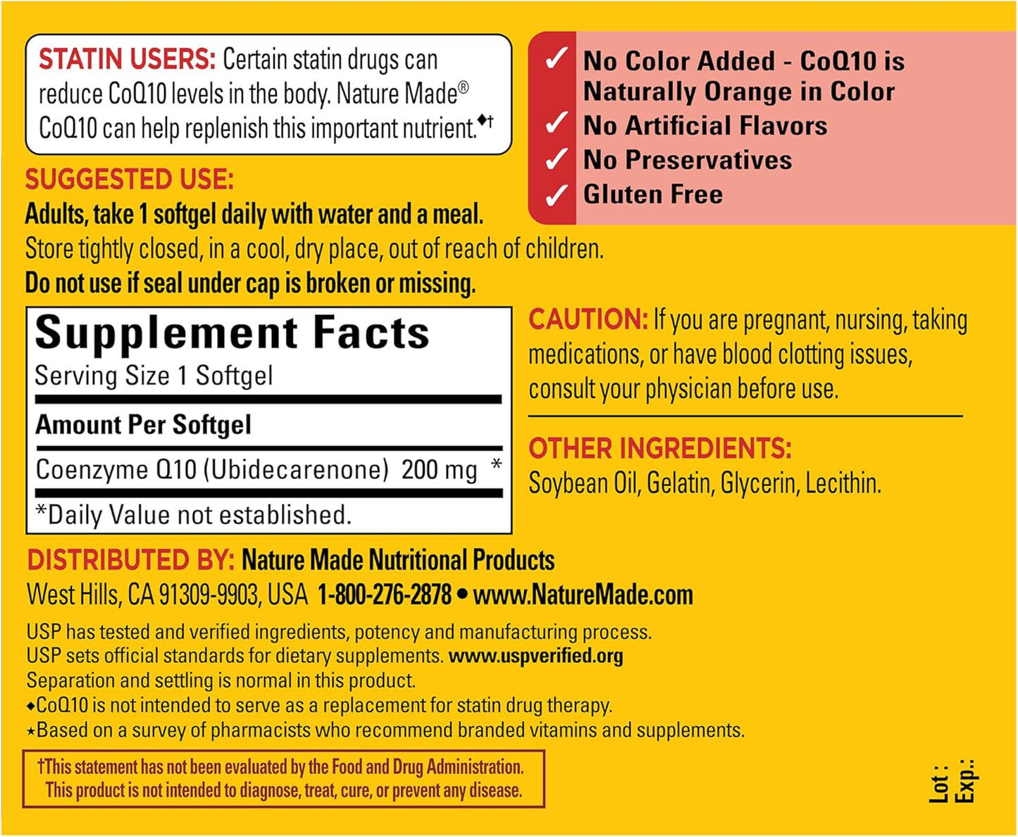 Nature Made CoQ10 200mg Softgels, Dietary Supplement for Heart Health Support, 105 Softgels, 105 Day Supply