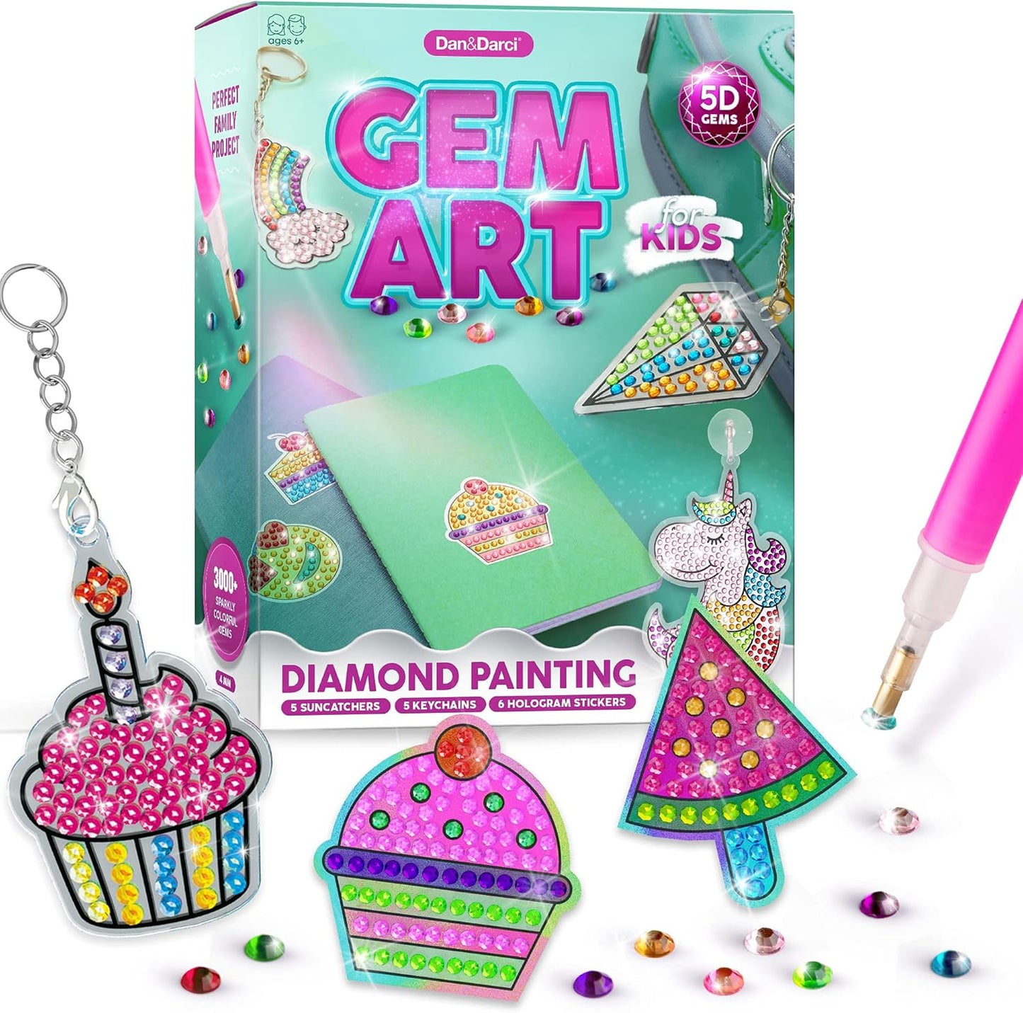 Dan&Darci Diamond Art Kit for Kids - Gem Painting - Easter Arts & Crafts Kits for Ages 6-12 - Gifts for 6, 7, 8, 9, 10, 11, 12 Year Old Boy & Girl - Girls Birthday Toys Gift Ideas - Craft Activities