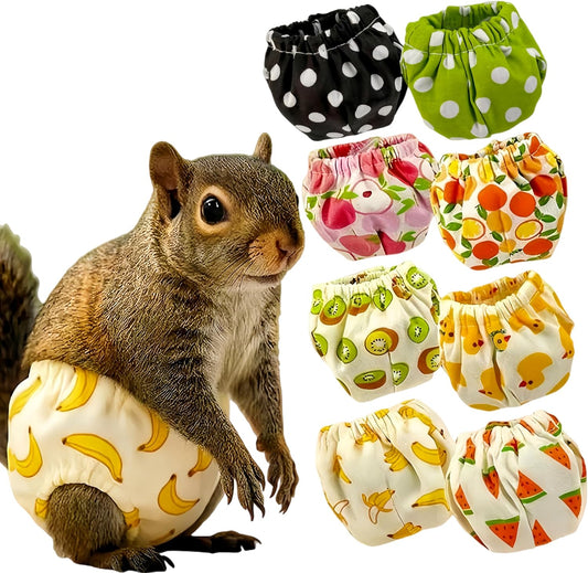 2PCS Washable Squirrel Diapers - Reusable Small Pet Diapers with Strong Hook and Loop Leak-Proof Urine Wet Pants with Adjustable Waistline for Squirrel,Rat,Groundhog-Polka Dot,M