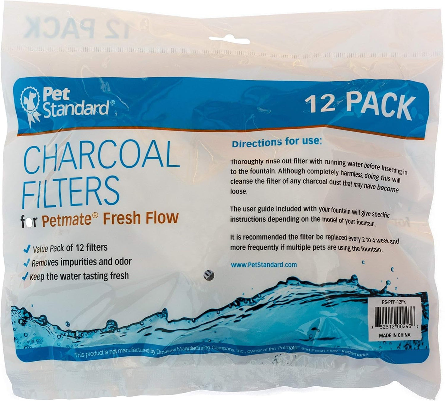 PetStandard Filters for Petmate Fresh Flow Pet Fountains (12 Pack)