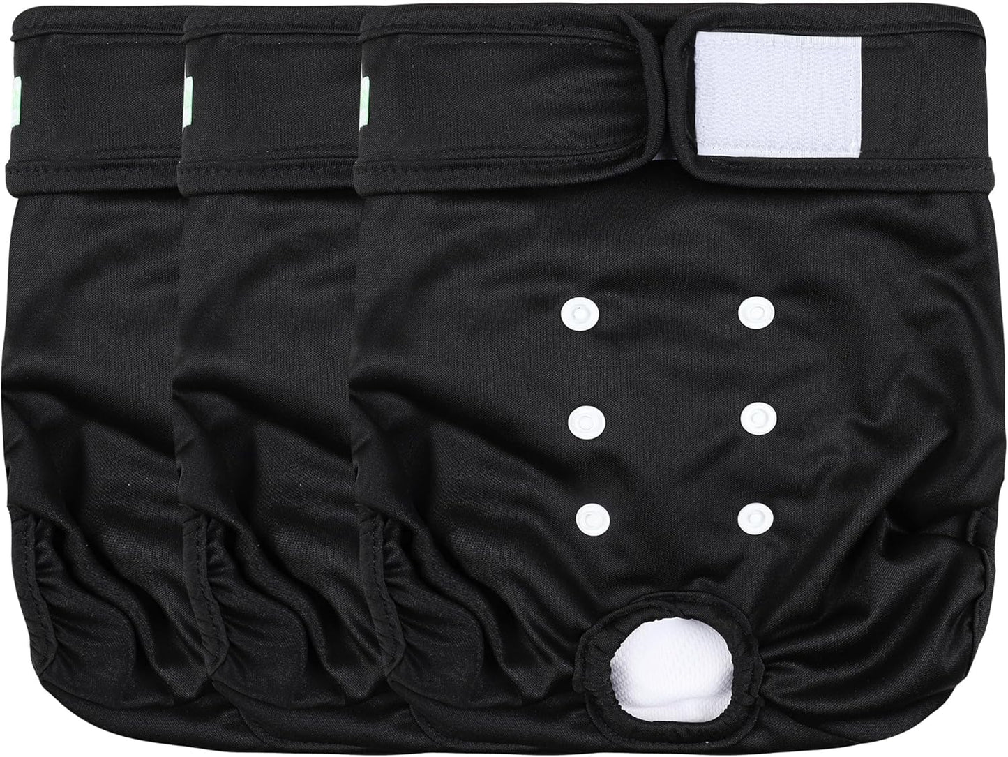 wegreeco Washable Female Dog Diapers Highly Absorbent Reusable Diapers for Dog in Heat Dog Period Diapers, 3 Pack (Black,Medium