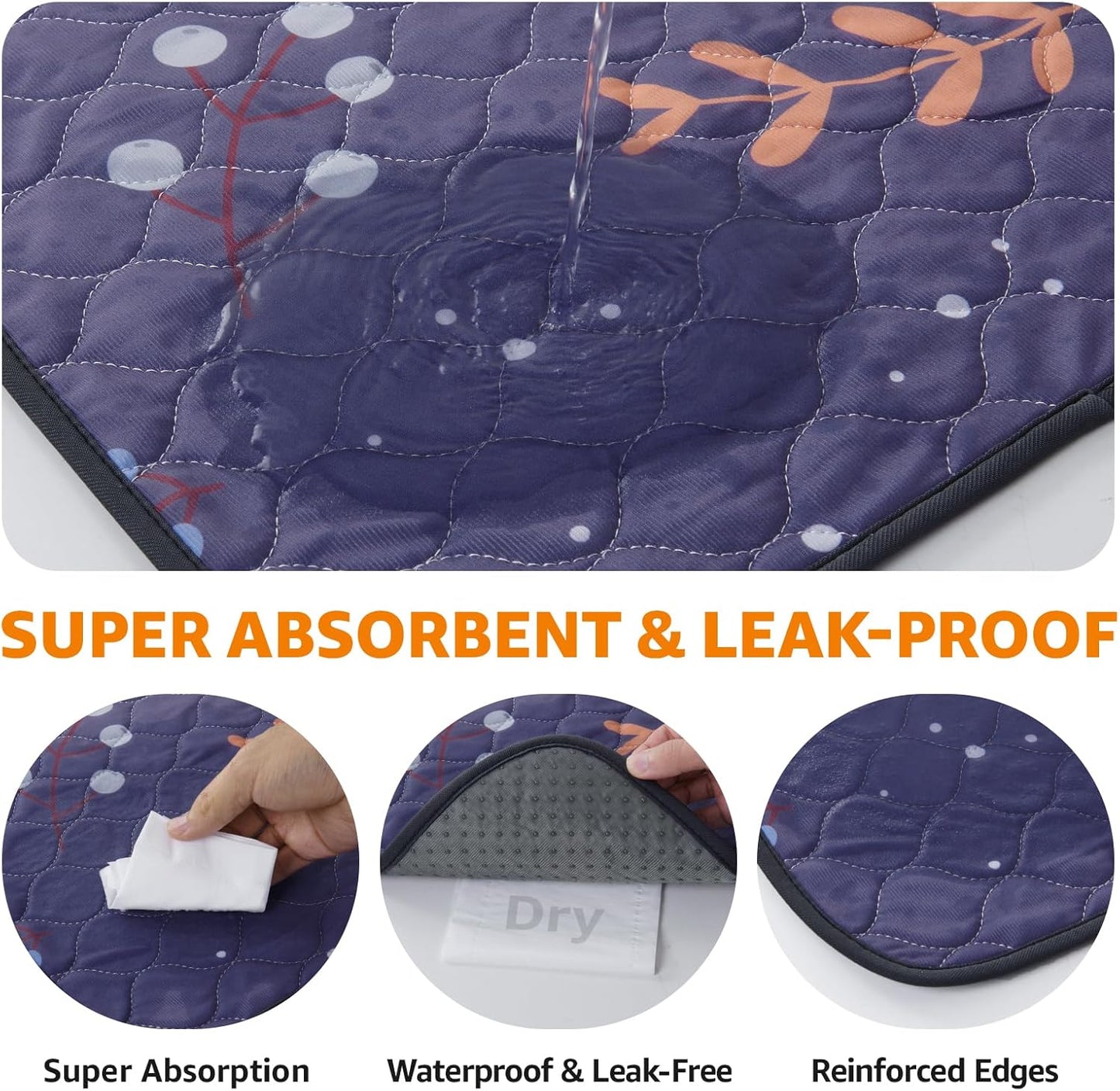 LOOBANI Reusable Pee Pads for Dogs: 2 Pack Washable Puppy Training Pads 24" x 36", Waterproof Dog Pee Pads Non-Slip, Absorbent Dog Whelping Pad for Playpen, Crate, Floor, Sofa, Purple