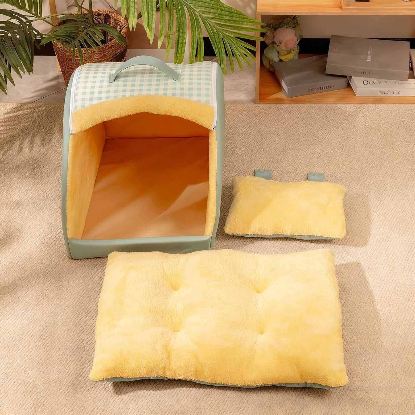 Cat Bed Cave - Soft Plush Windproof Nest | Indoor House for Cats with Comfortable Sleeping Space for Winter, Outdoor Relaxation, Home, Travel, Bedroom, Balcony, Small Pets