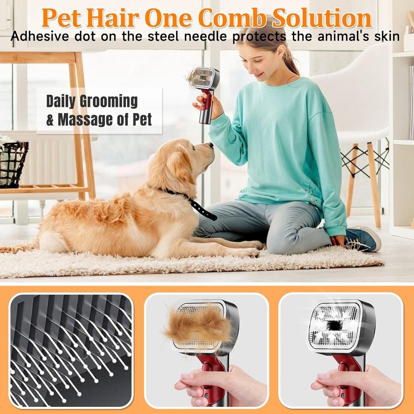 Pet Dog Grooming Attachment Kit, Deshedding Brush Attachment for V15, V11, V10, V8, V7 – Effective Grooming & Cleaning – Hair Grooming Tools for Dog and Cat, 3 Pack