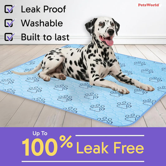 PETSWORLD Washable Reusable Dog Pee Pads (Pack of 4) – 34” x 36” Training Pads with Non-Slip Backing - Waterproof, Leakproof, Highly Absorbent Pet Pads for Puppies & Dogs