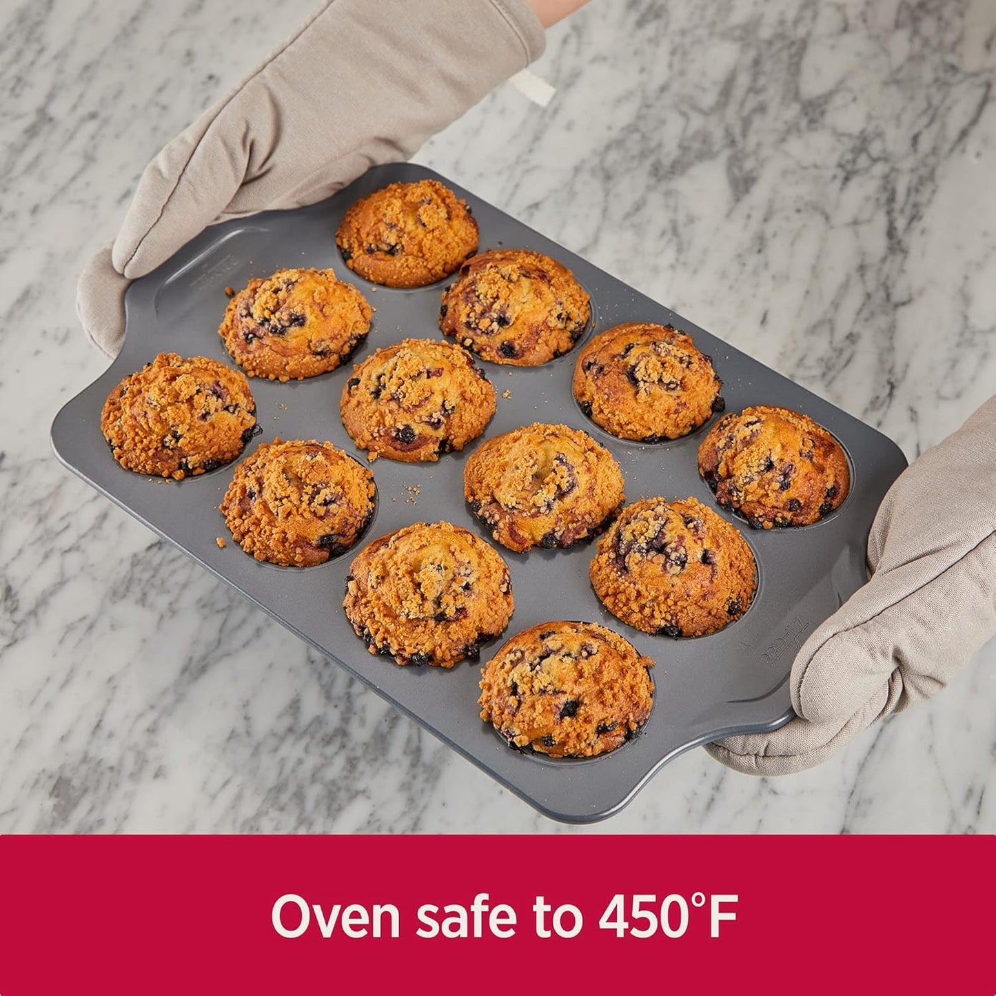 All-Clad Pro-Release Nonstick Bakeware Muffin Pan 12 Cup Oven Safe 450F Half Sheet, Cookie Sheet, Muffin Pan, Cooling & Baking Rack, Round Cake Pan, Loaf Pan, Baking Pan Grey