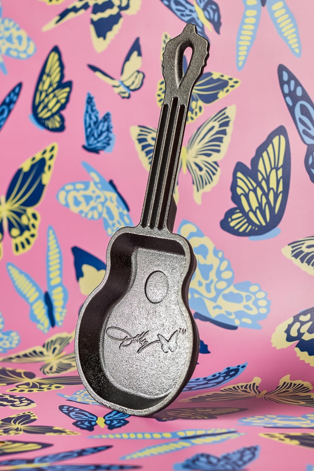Lodge 4.5 Inch Dolly Parton Mini Rockstar Cast Iron Guitar Skillet - Hand Wash Only Collector’s Piece - Cast Iron Skillet for Single Serve or Decorative Use