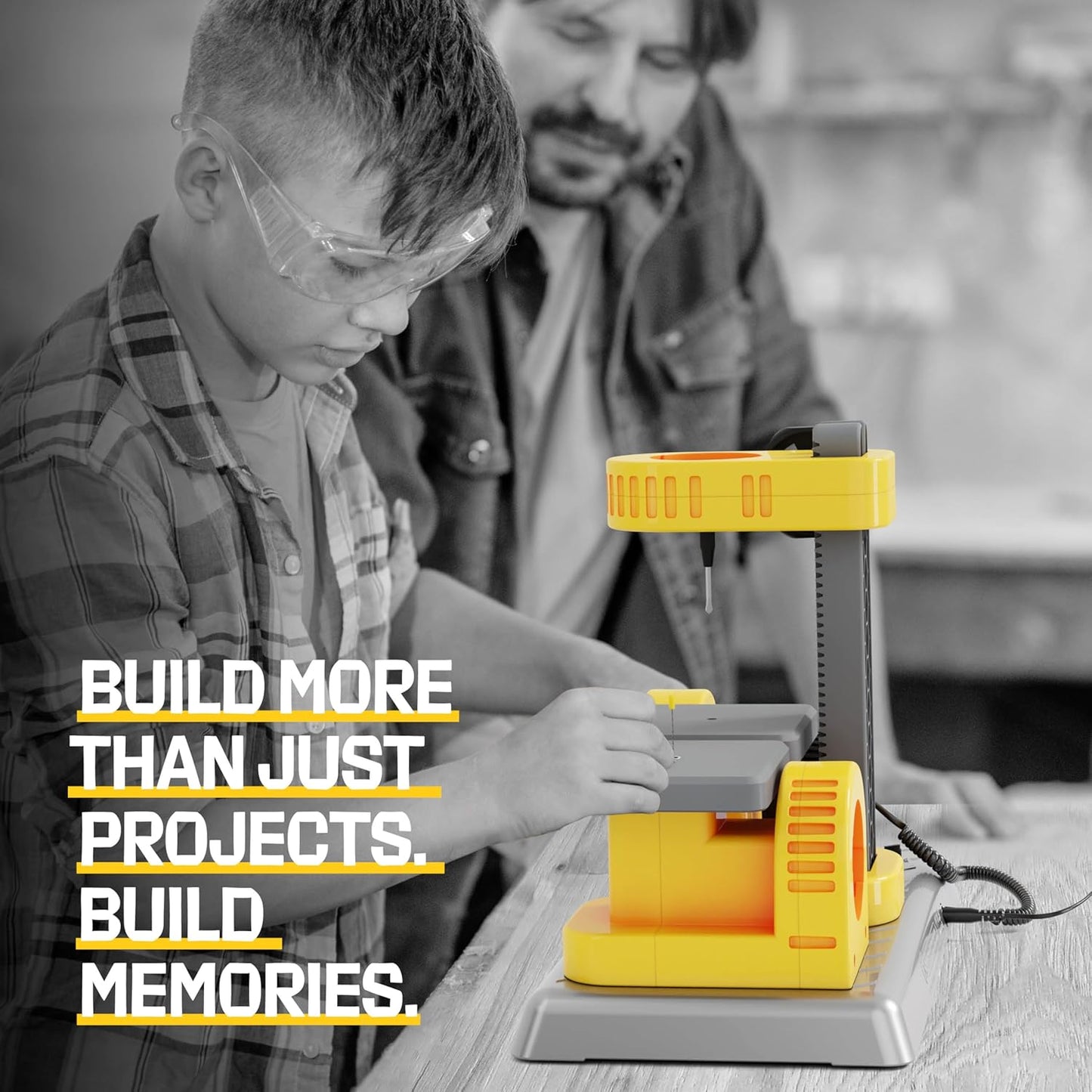 Dan&Darci 3-in-1 Woodworking Station for Kids - Wood Building Projects Kit for Boys - Real Construction Tools Sets - Boy Tool Set - Gifts Age 8 Year Old - Cool STEM Toys Kits Birthday Gift Ideas