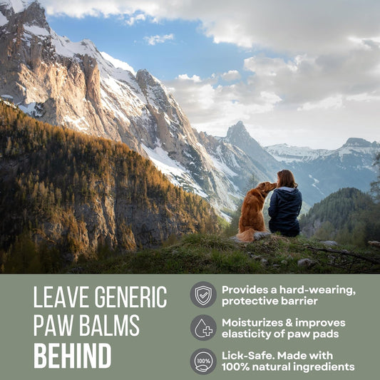Dog Paw Trail Wax 2oz - Use Before Taking Dogs on a Hike - Balm Helps Protect Against Rocks, Uneven Terrain, Thorns, Glass - Moisturizes and Improves Elasticity - Lick-Safe - Made in USA