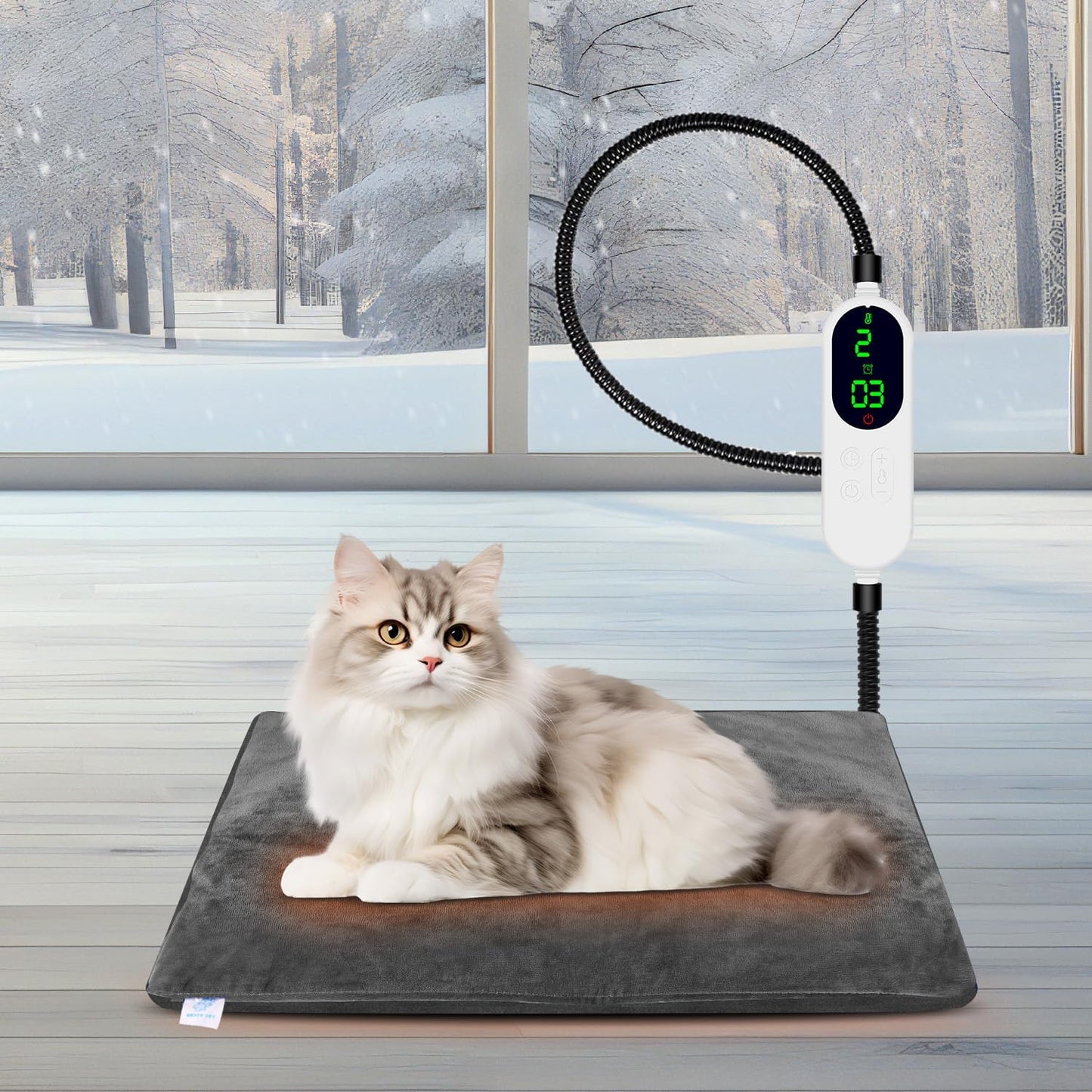 ENJOY PET Pet Heating Pad, Dog Heating Pad with 13 Level Timer and 9 Level Temperature, Indoor Heating Pads for Cats Dogs with Chew Resistant Cord, Long-Time Working Pet Heated Mat, Auto Power Off