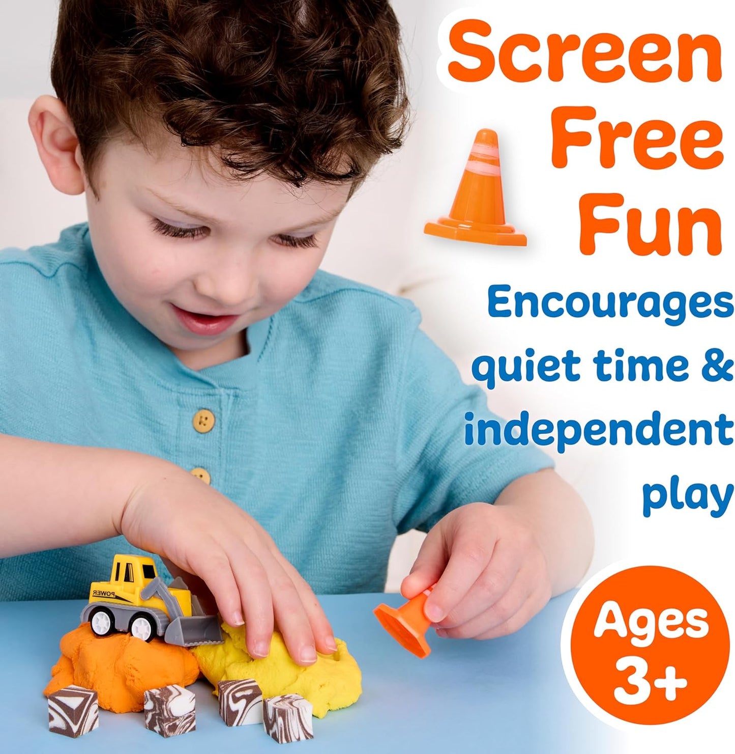 Creativity for Kids Sensory Minis Construction Kit | Cloud Clay Sensory Toy with Excavator for Kids | Easter Basket Stuffers Mess-Free, Screen-Free Travel Toy (Ages 3+)