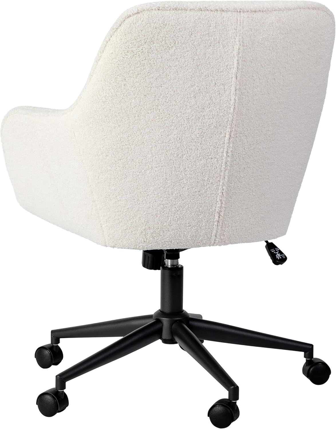 Martha Stewart Rayna Swivel Task Chair with Flared Arms for Home Office in White Boucle with Oil Rubbed Bronze Frame