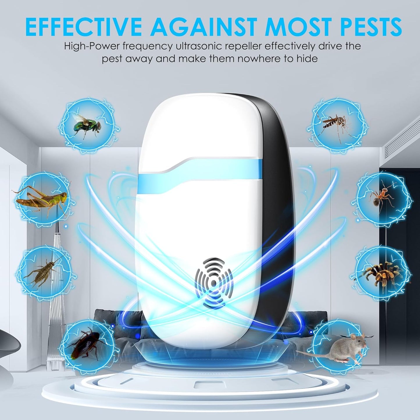 [2026 Upgraded] Ultrasonic Mouse & Pest Indoor Repeller - Stronger Driving Force, Repellent for Mice, Rats, Rodent, Roaches, Ants, Spiders, Bugs, Quiet for Home, Plug-in Control Device (6 Pack)