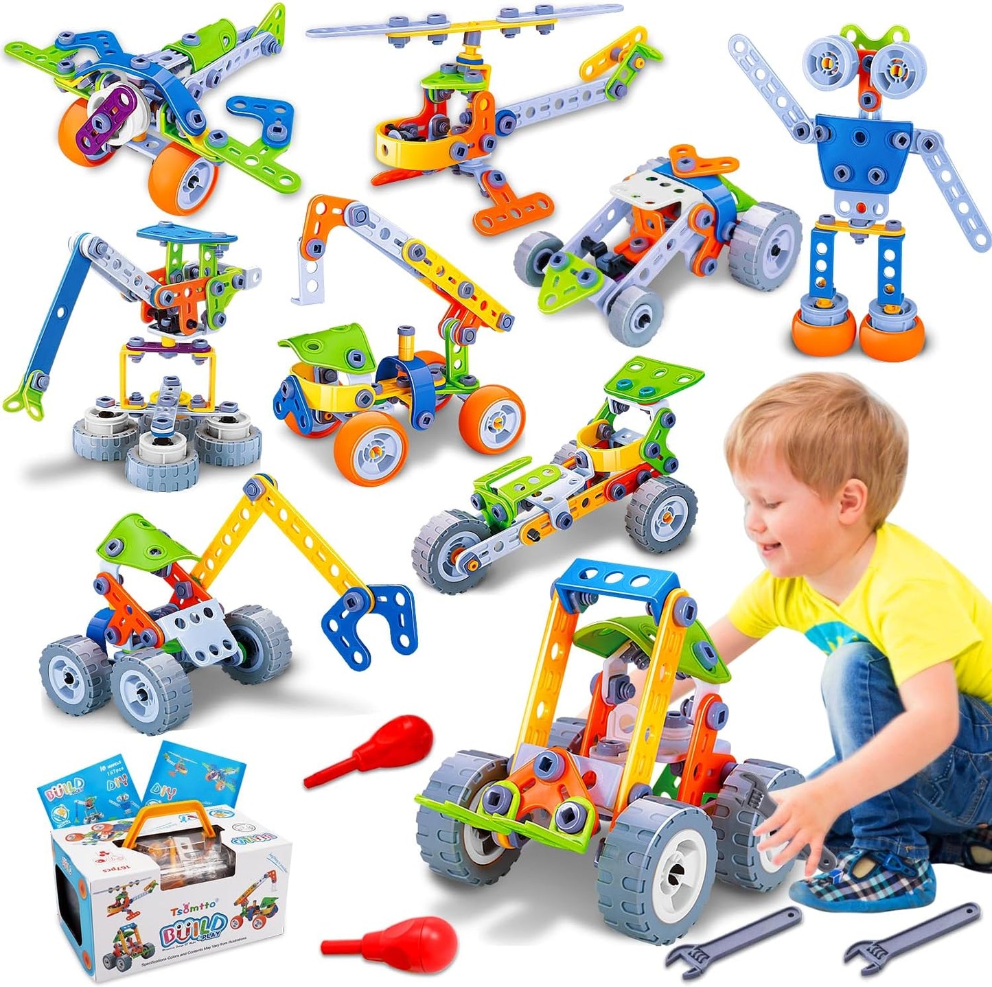 10 in 1 STEM Toys for 4 5 6 7 8+ Year Old Boy Girl Birthday Gifts Building Toys for Kids Ages 4-8 5-7 6-8 Educational Learning Stem Activities for Boys 3-5 4-6 8-10 Creative Games Easter Idea Gift