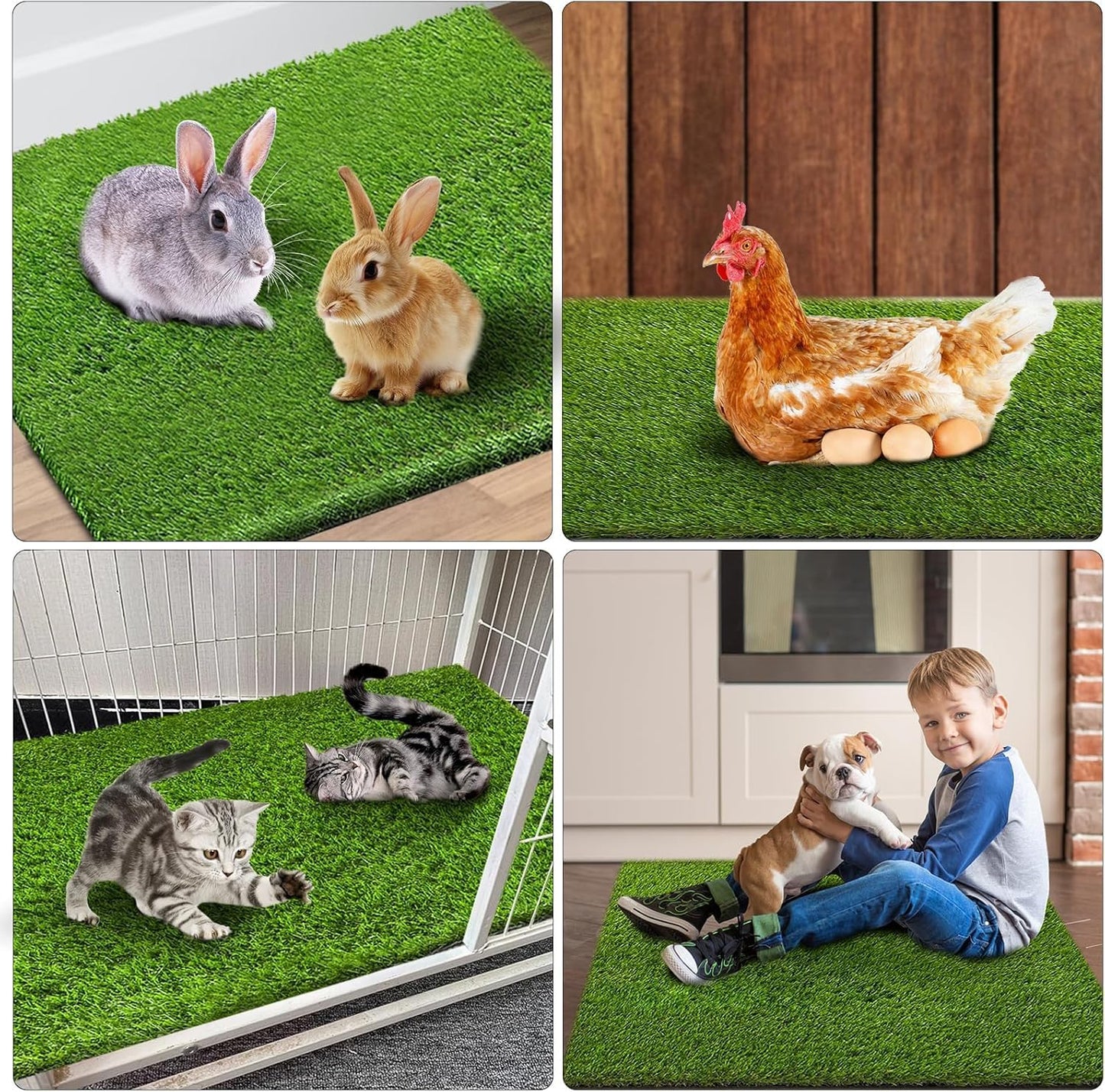 2 Pack 26"x30" Dog Grass Pee Pads, Reusable Artificial Grass Turf Rug for Puppy & Cats, Washable Fake Grass Mat Dog Pee Pad Replacement Outdoor Indoor Potty Training Pads with Drainage Holes