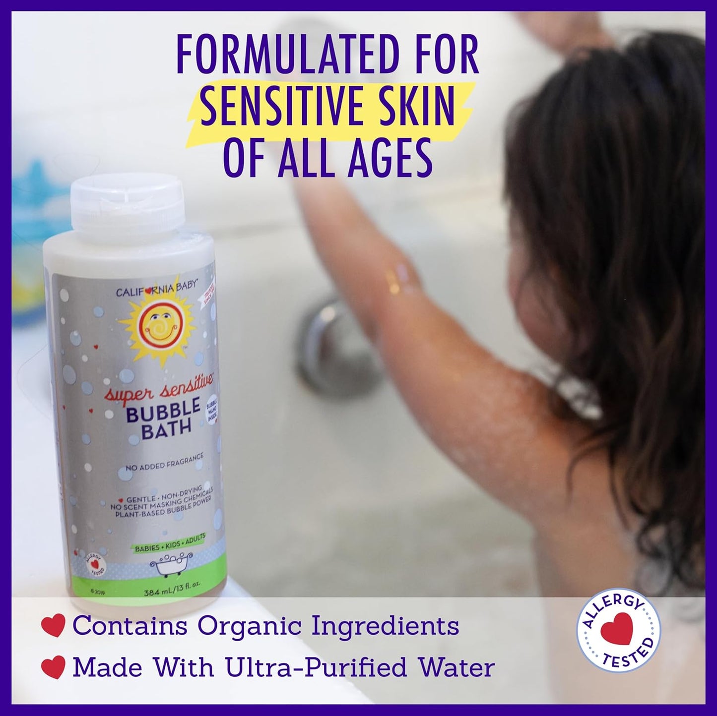 California Baby Super Sensitive Bubble Bath | 100% Plant-Based Kids Bubble Bath | Gentle Unscented Baby Bubble Bath | Free Bubble Wand | 384 mL / 13oz
