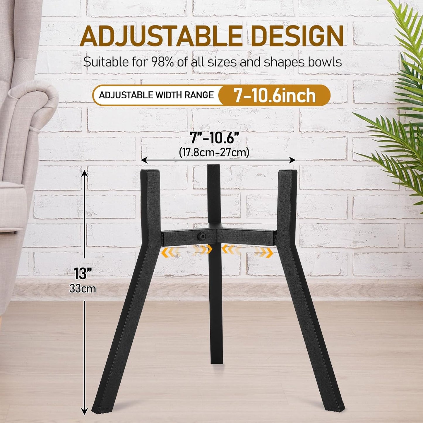 Blulu 2 Pack Adjustable Raised Dog Bowl Stand for Water and Food, Large Anti-Slip Metal Dog Food Holder Wide 7-10.6" Heights 13", Bowl Not Included(Black)