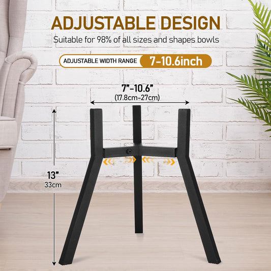 Blulu 2 Pack Adjustable Raised Dog Bowl Stand for Water and Food, Large Anti-Slip Metal Dog Food Holder Wide 7-10.6" Heights 13", Bowl Not Included(Black)