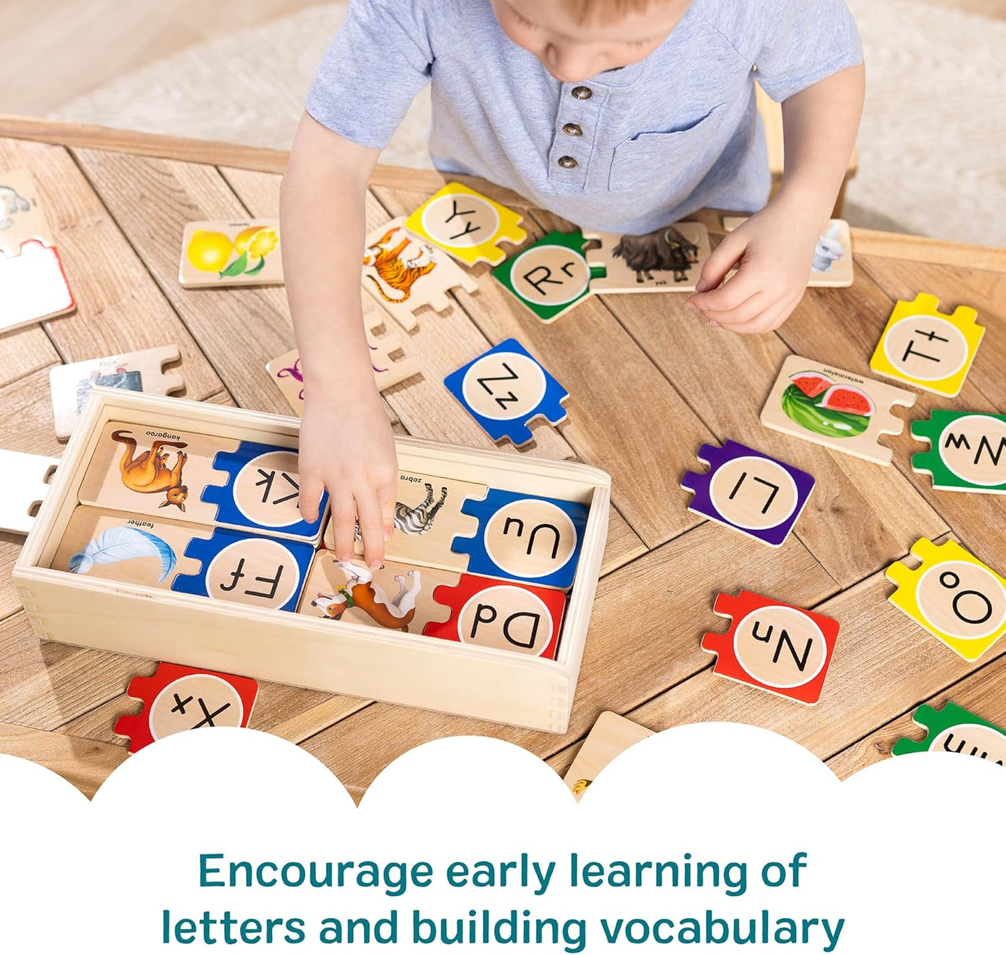 Melissa & Doug Self-Correcting Alphabet Wooden Puzzles with Storage Box (52 pcs) ABC Puzzles, Wooden Alphabet Puzzle for Kids Ages 4+