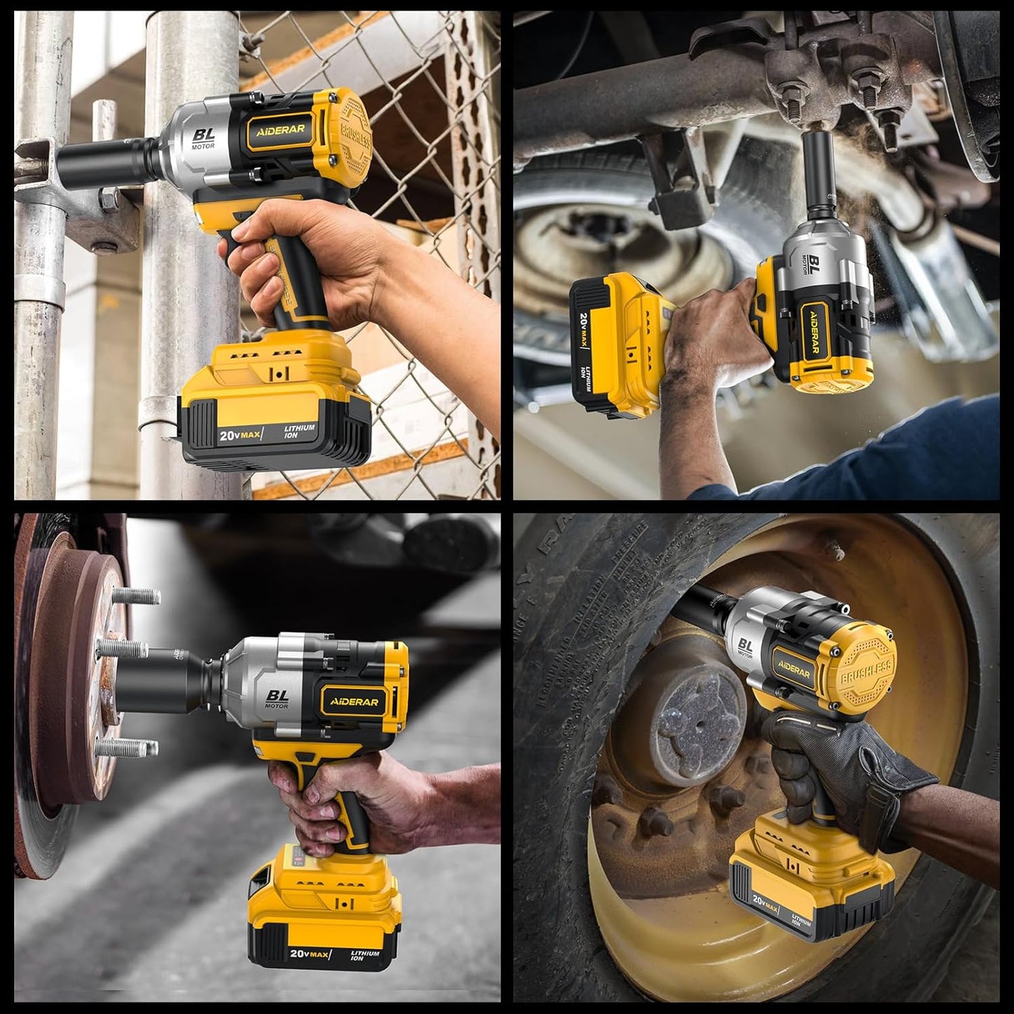 20V Cordless Impact Wrench for DeWalt Battery, 1500Nm (1106 Ft-Lbs) 1/2" Brushless Impact Gun, 3-Speed High Torque Power Tool for Tire Removal, Rusted Bolts, Heavy Equipment(No Battery)