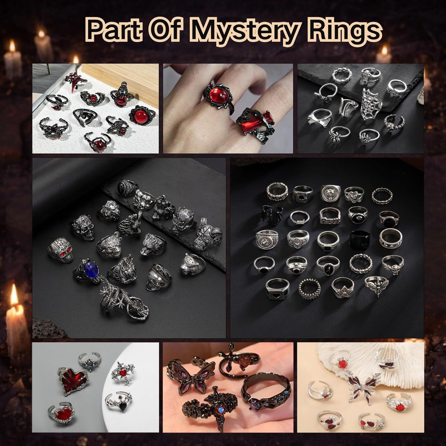 Gothic Mystery Jewelry Jar Witchy Jewelry Gift Set Surprise Jewelry Set Includes Necklaces, Earrings, Rings, Bracelets, Brooch for Unique Anniversary Birthday Friendship