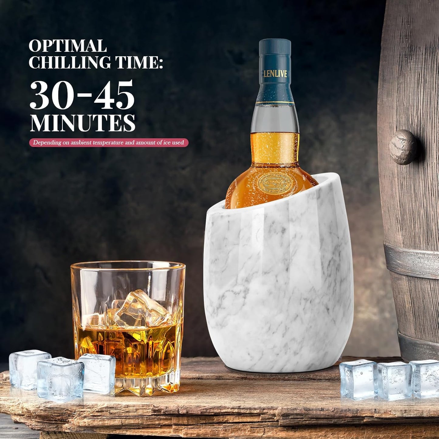 ZORMY Premium Marble Wine Chiller Bucket, Wine and Champagne Cooler, Wine Bottle Ice Chiller, 750ml Bottle Cooler, Home Bar & Kitchen Decor, Ideal Gift for Wine Lovers