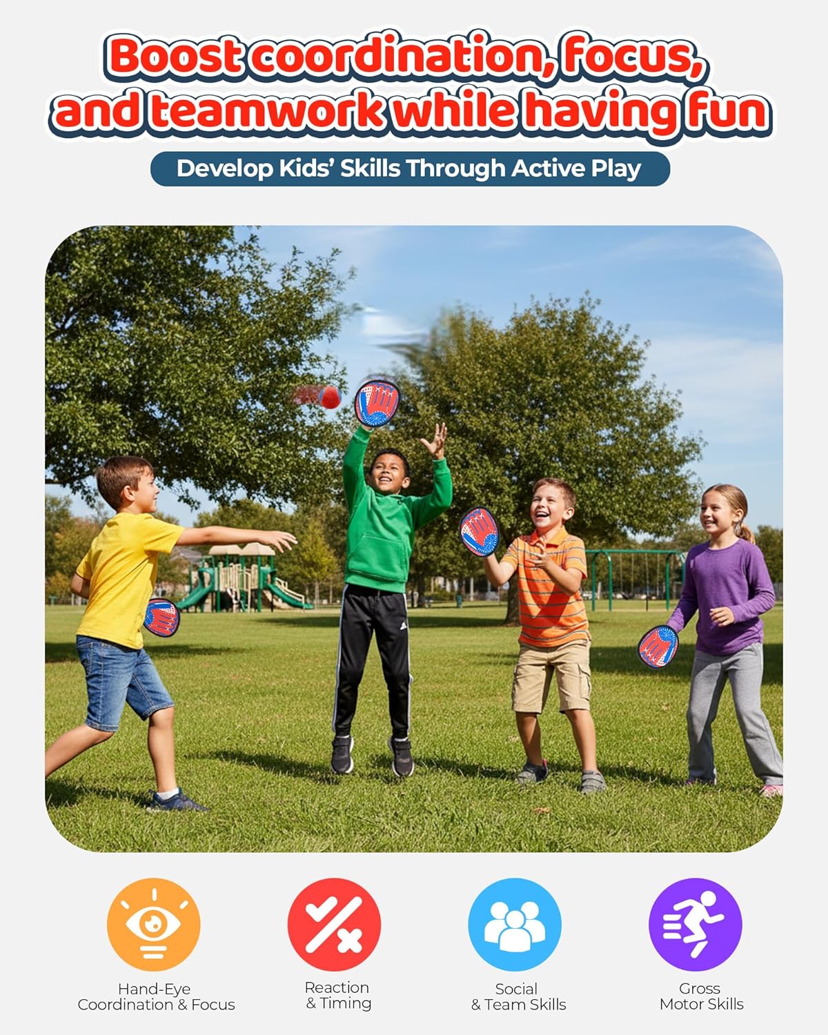 2 in 1 Toss and Catch Ball Game Set, Toddler Baseball Glove for Beach Pool Yard, Kids Sports & Outdoor Play Toys with Target Board, Birthday Gift for Ages 3 4 5 6 7 8-12 Year Old Boys Girls