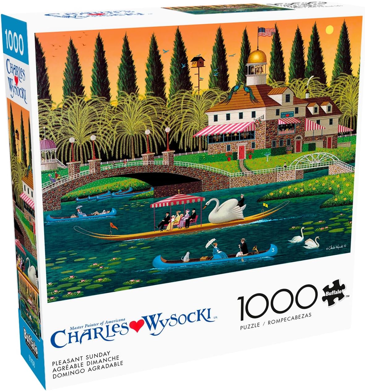 Buffalo Games – Pleasant Sunday – Charles Wysocki – 1000 Piece Jigsaw Puzzle  Colorful Puzzle for Adults – Precision-Cut Pieces, Beautiful Artwork, and Hours of Relaxing Fun