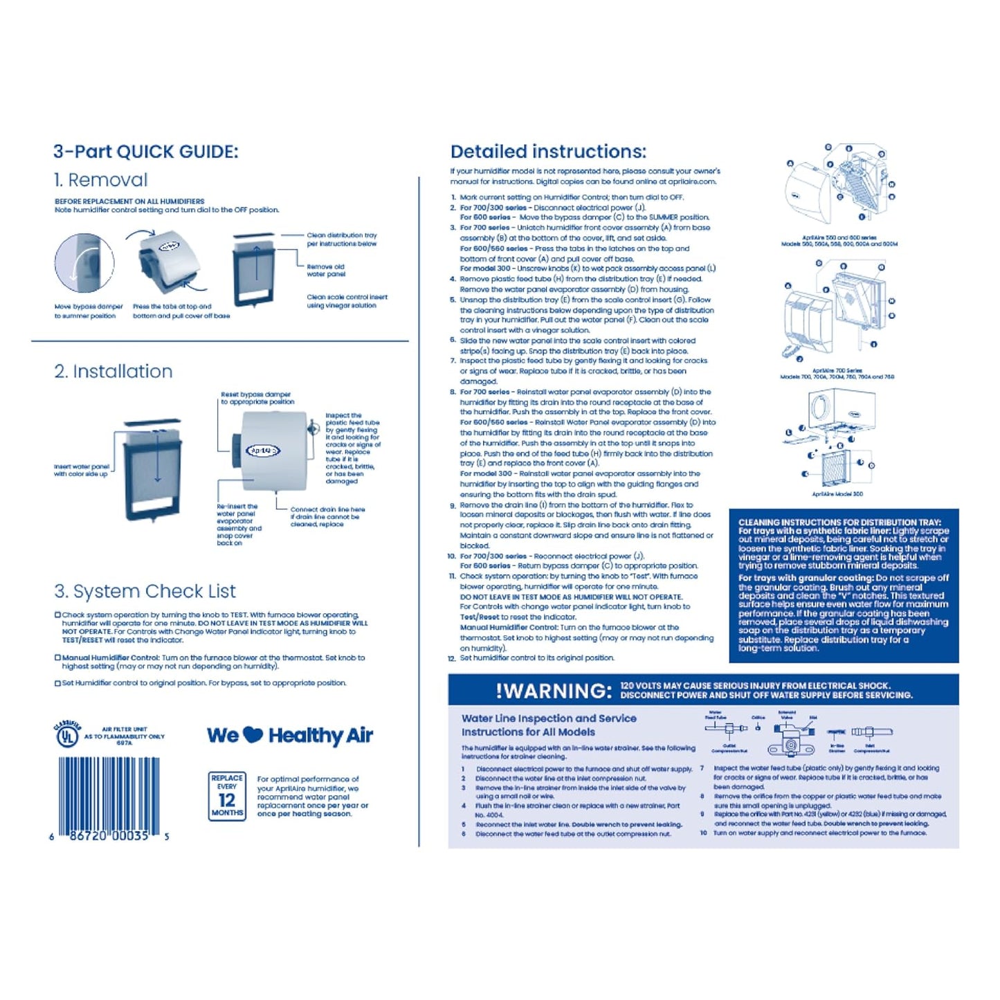 AprilAire 35 Water Panel Humidifier Filter Replacement for AprilAire Whole-House Humidifier Models 300, 350, 360, 560, 560A, 568, 600, 600A, 600M, 700, 700A, 700M, 760, 760A, 768 (Pack of 2)