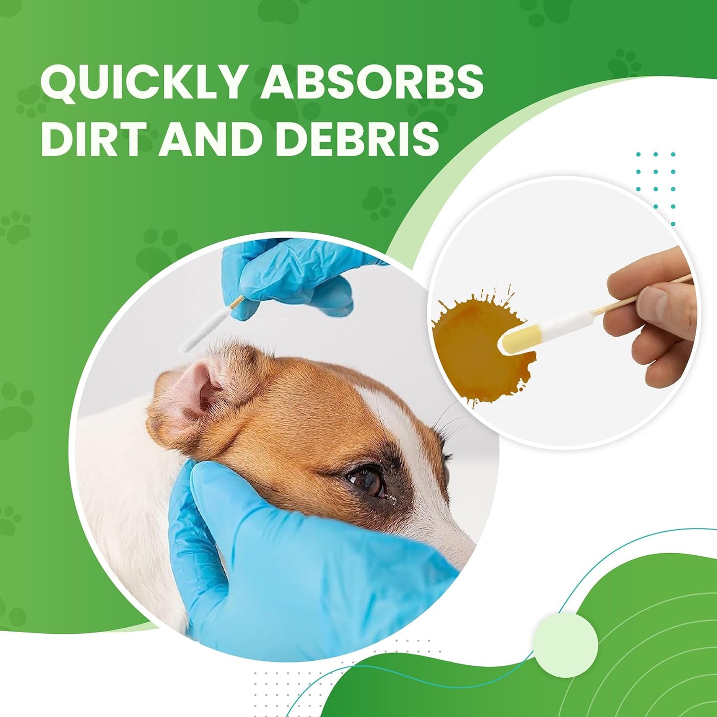 We Love Doodles Long Cotton Dog Ear Swabs | Double Sided Cotton Swabs for Dogs | Large Wooden Cleaner Balls Tool | Swabs to Flush Puppy Ears | Clean Wood Buds for Pet Ears | Wipes Solution Swabs