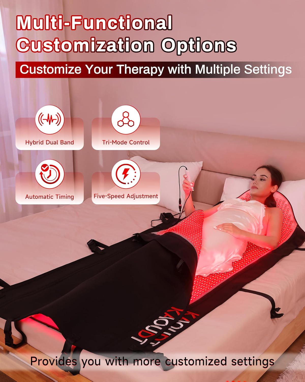 2026 Medical-Grade TPU Red Light Therapy Mat for Full Body Pain Relief, FSA&HSA Eligible 72"x33" Dual Wavelength Infrared Red Light Blanket with 2600 LEDs for Home Use (Black)