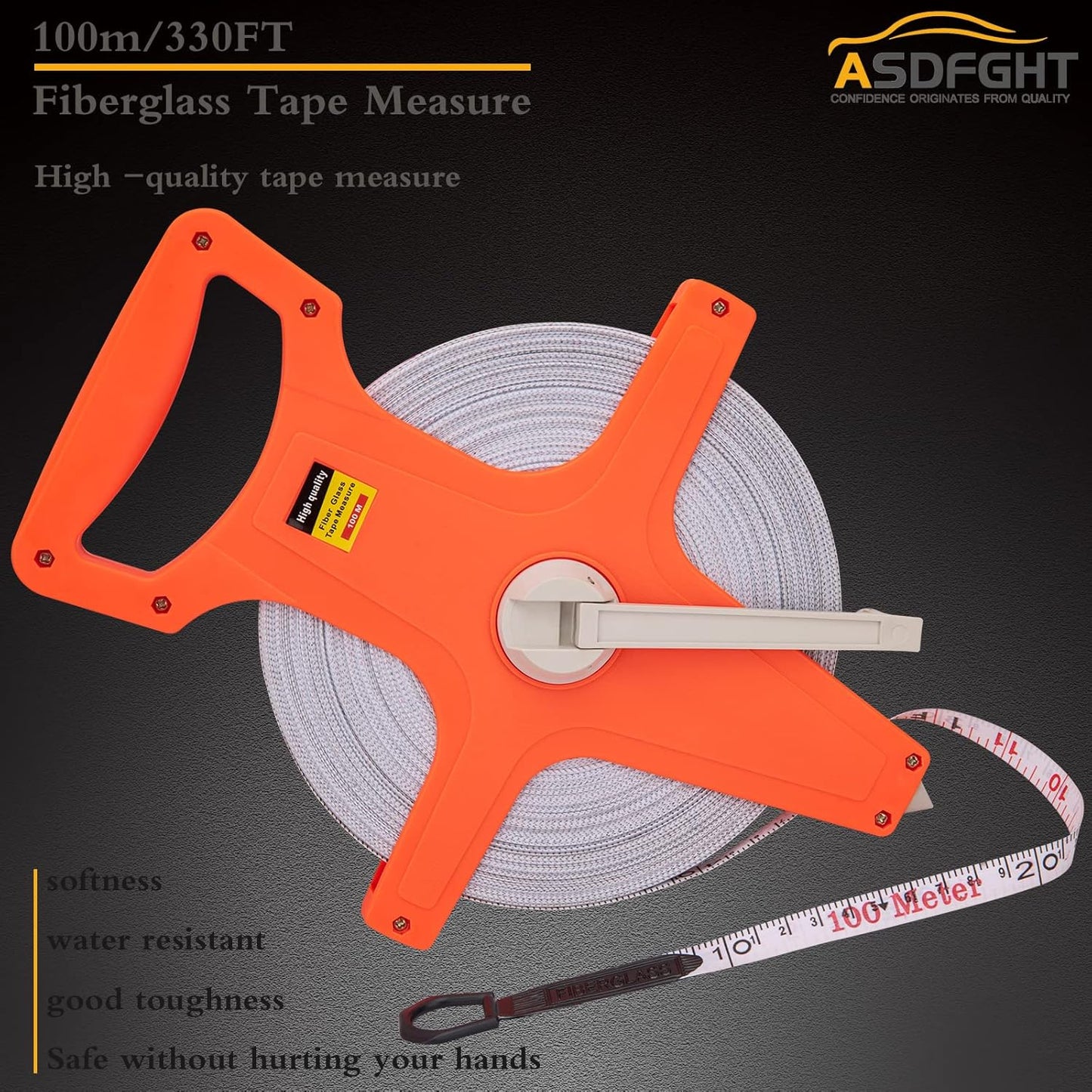 Open Reel Tape Measure 330 Feet, Fiberglass Tape Measure, Yard Measuring Tape Fit for Sports Field, Outdoor, Engineer,Track, Durable Dual-Sided Measuring Reel with Feet and Meters (1/2')