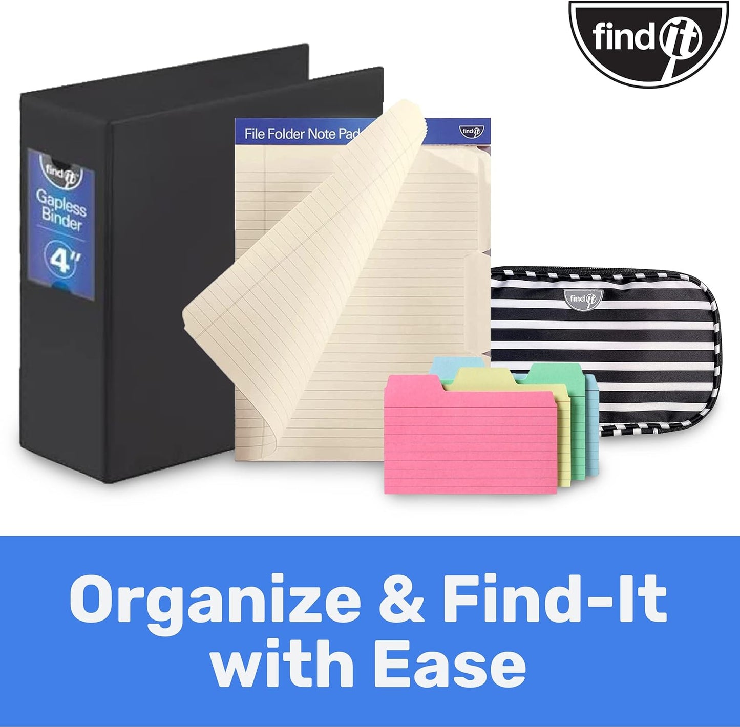 Find It File Folder Notepad - Pack of 12-9.5 x 12.5 Inch Notebook Organizer Folders for Filing, Document, and Clipboard Organization - Assorted Neon Colors