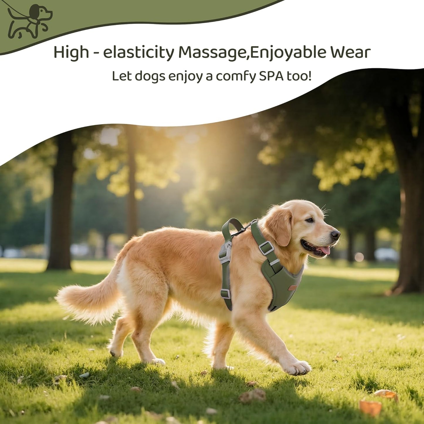Xlife Dog Harness for Large Dogs - No-Pull Adjustable Vest Harness with 3D Air Cushion, Safety Buckle & No-Chock D Ring, Easy to Put On - Comfortable & Breathable for Easy Walking (Green L)