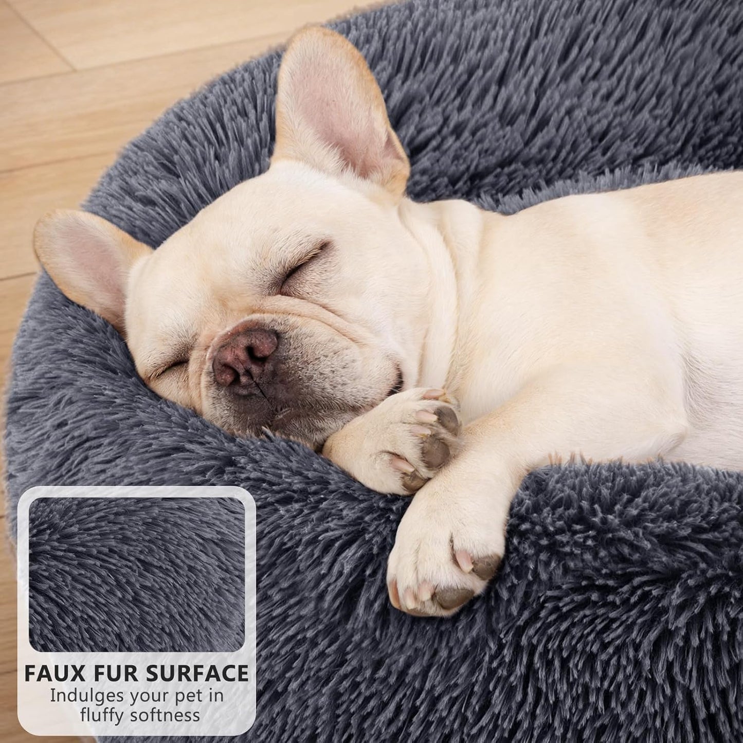 MIXJOY Orthopedic Dog Bed Comfortable Donut Cuddler Round Pet Beds Ultra Soft Washable Dog and Cat Cushion Bed (20''/23''/30'') (30'', Grey-Blue)