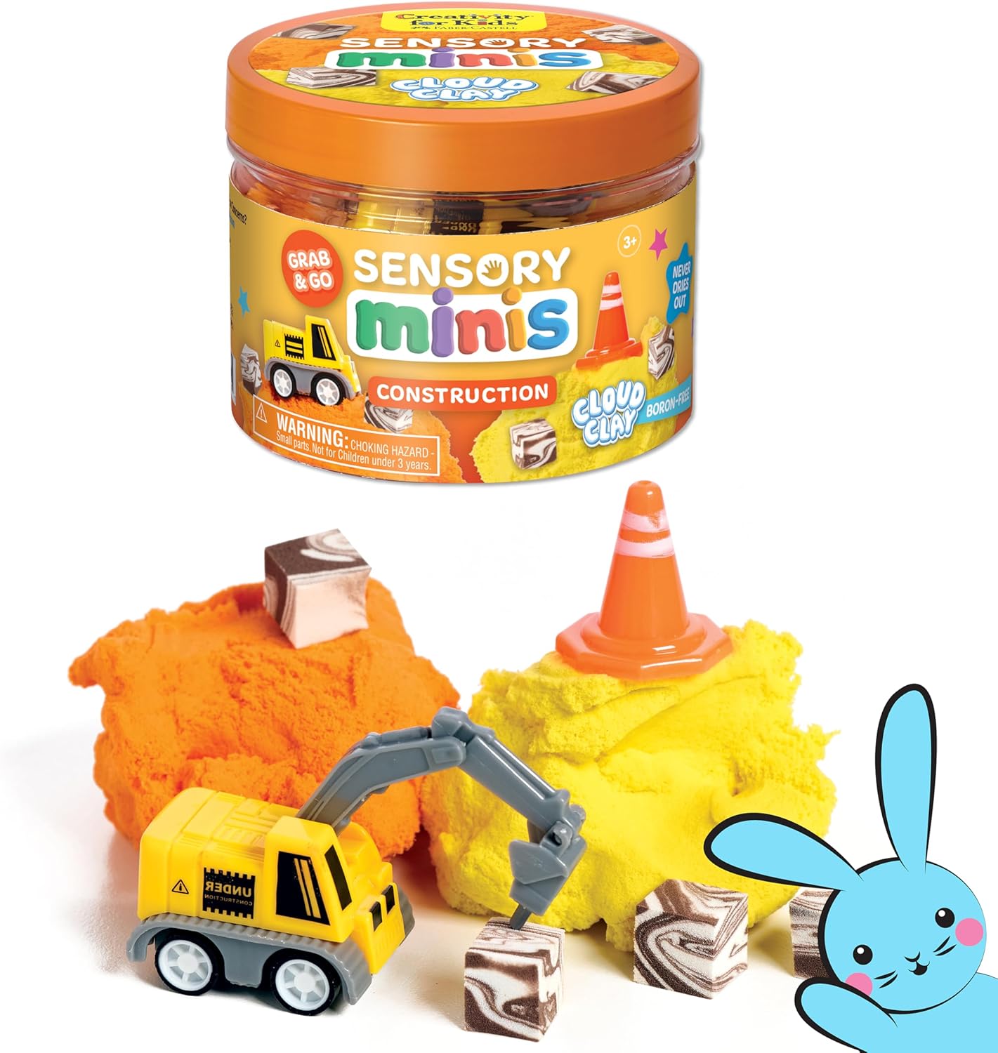 Creativity for Kids Sensory Minis Construction Kit | Cloud Clay Sensory Toy with Excavator for Kids | Easter Basket Stuffers Mess-Free, Screen-Free Travel Toy (Ages 3+)
