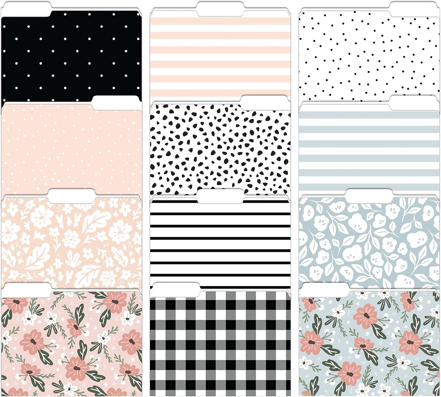 Cute File Folders, Set of 24 3-Tab Letter Size Decorative File Folders Boho Manilla 8.5 x 11 – Pretty Designer Home Office School Supplies (Harmony)