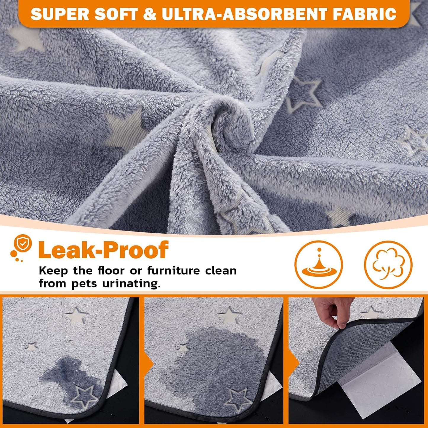 LOOBANI Washable Pee Pads for Dogs, 2 Pack 31 x 36 in Reusable Pee Pads for Dog Mat Puppy Mats Training Non Slip Whelping Mat for Dog Playpen, Crate, Car, Grey