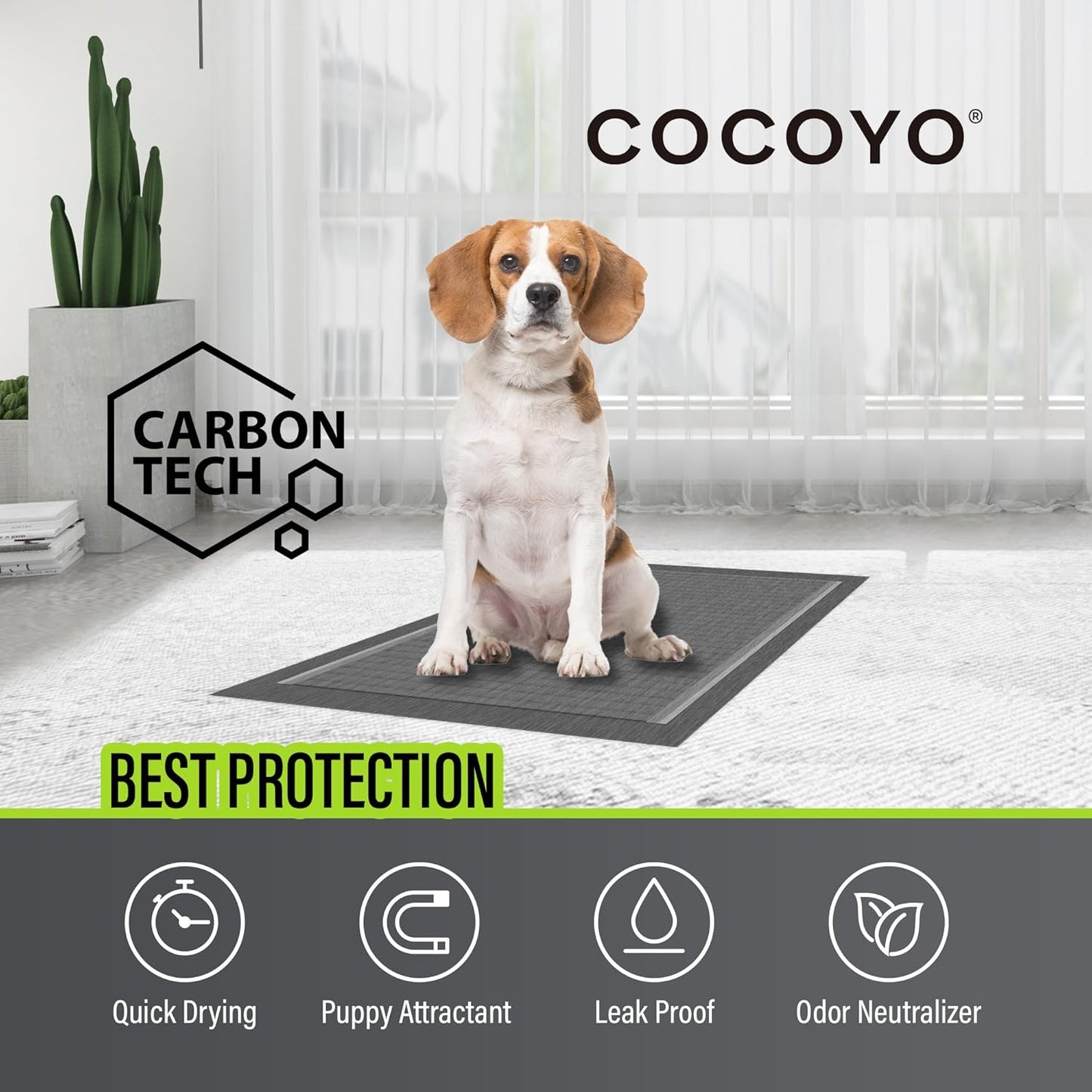 COCOYO Charcoal Dog Pee Pads Extra Large 35“x40”,Dog Training Pads Giant Size, Disposable Urine Bed Pads for Odor-Control, Training Liners for Housebreaking (30 Counts)