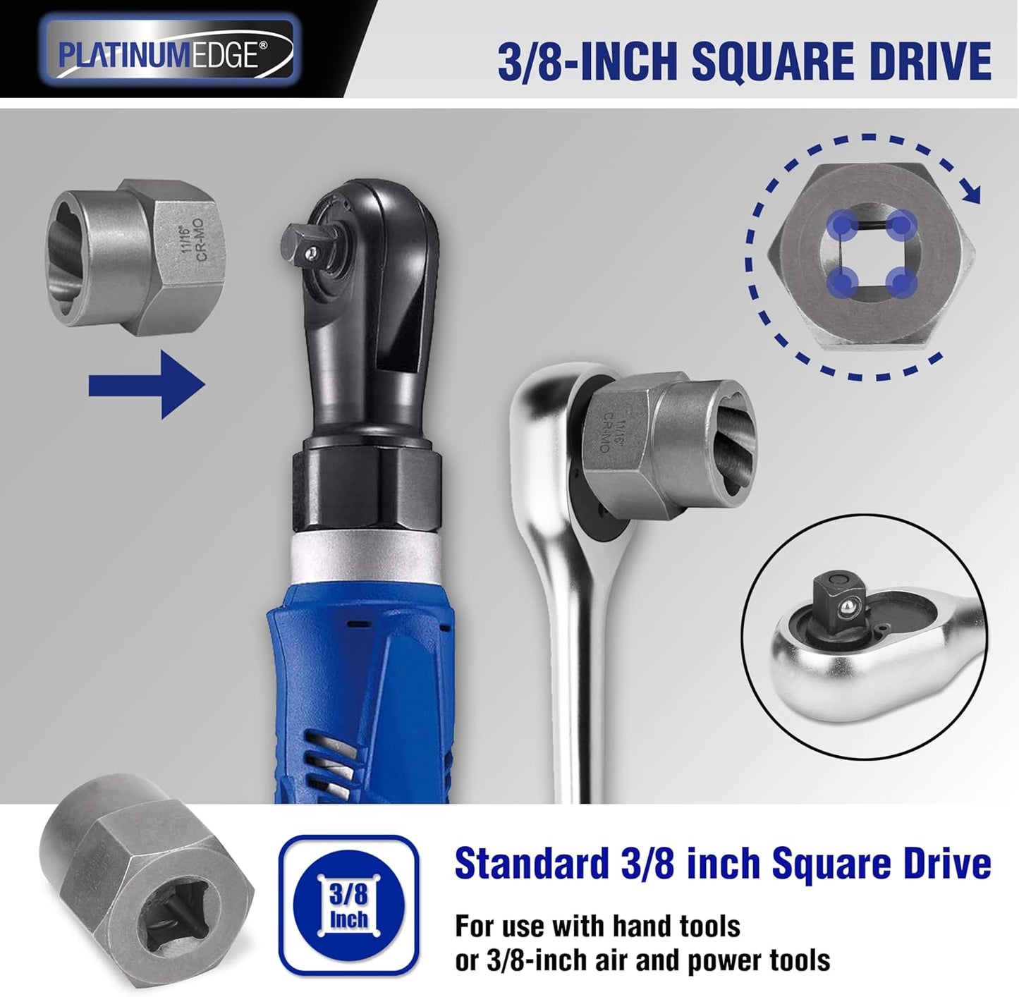 PLATINUMEDGE 13 Pieces Impact Bolt & Nut Remover Set, Stripped Bolt Extractor Set, Cr-Mo Extraction Tool Set with Solid Storage Case, Easy Out Rusted Rounded Damaged Nuts and Bolts