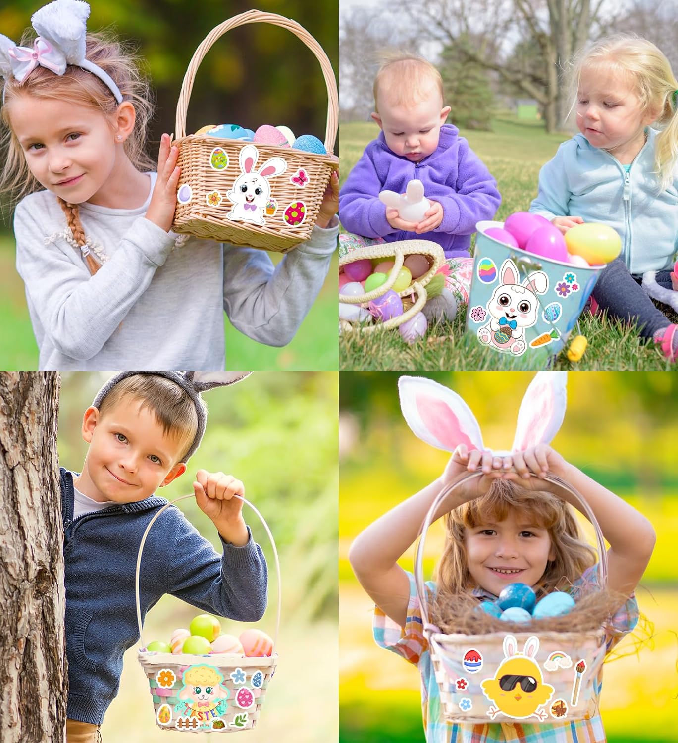 Easter Stickers - DIY Happy Easter Egg Bunny Sticker for Kids, Easter Crafts Stickers Kids Game Toys Gift Party Favor Supplies(24 Sheets)
