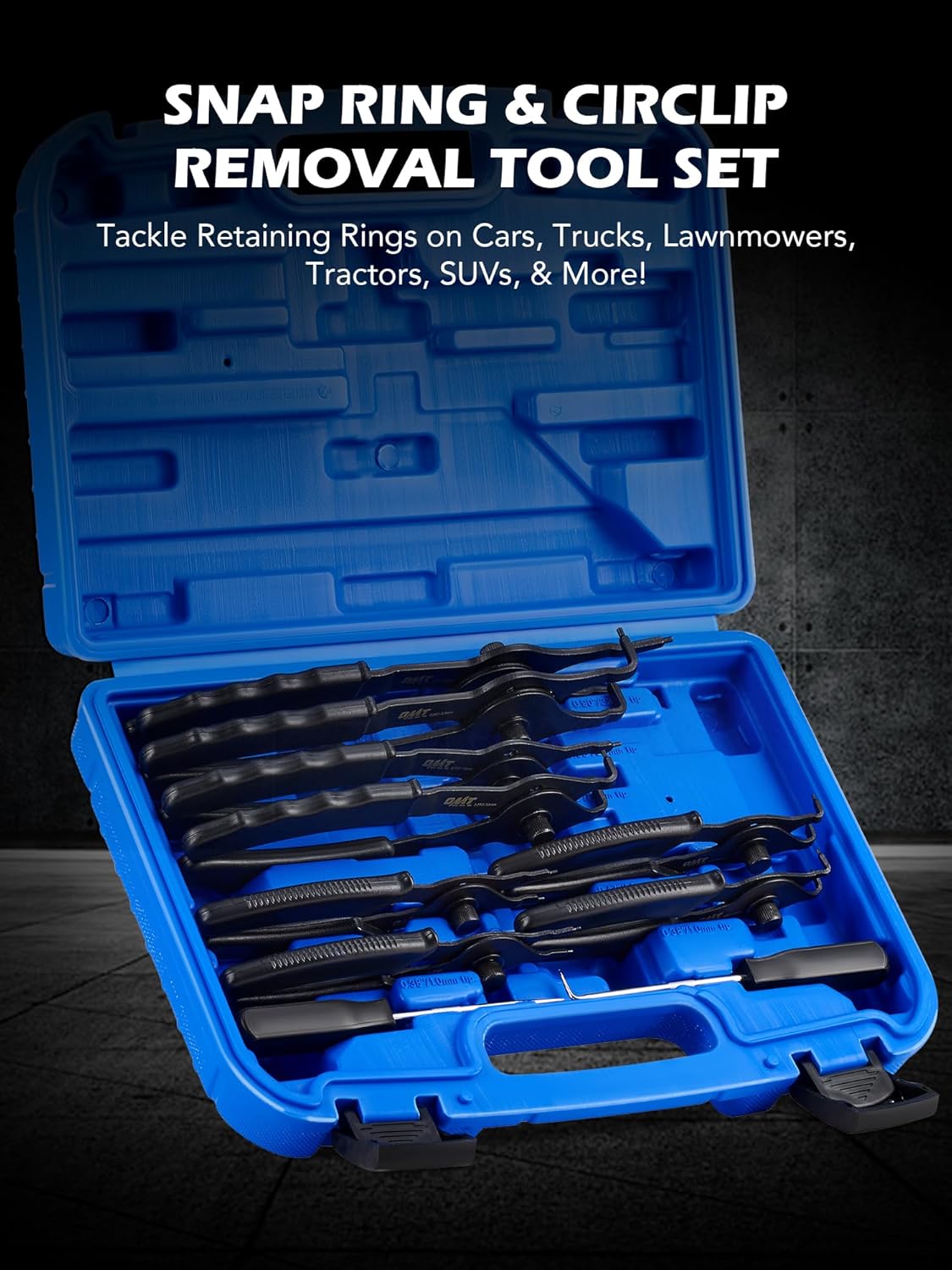 Orion Motor Tech 10pc Snap Ring Pliers Set, Internal & External Circlip Pliers With Bent & Straight Pliers, Hook Pick, Heavy Duty Snap Ring and Circlip Removal Tool with Storage Case & Gloves