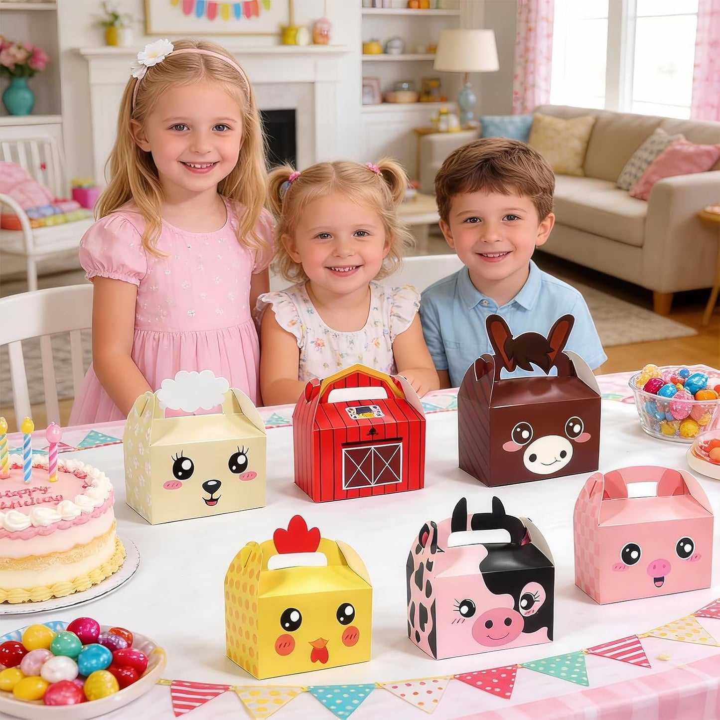 12 Pack Farm Animals Party Favor Boxes Zoo Animals Candy Goodies Treat Boxes Happy Birthday Farmland Party Favor Bags for Baby Shower Party Decorations Supplies