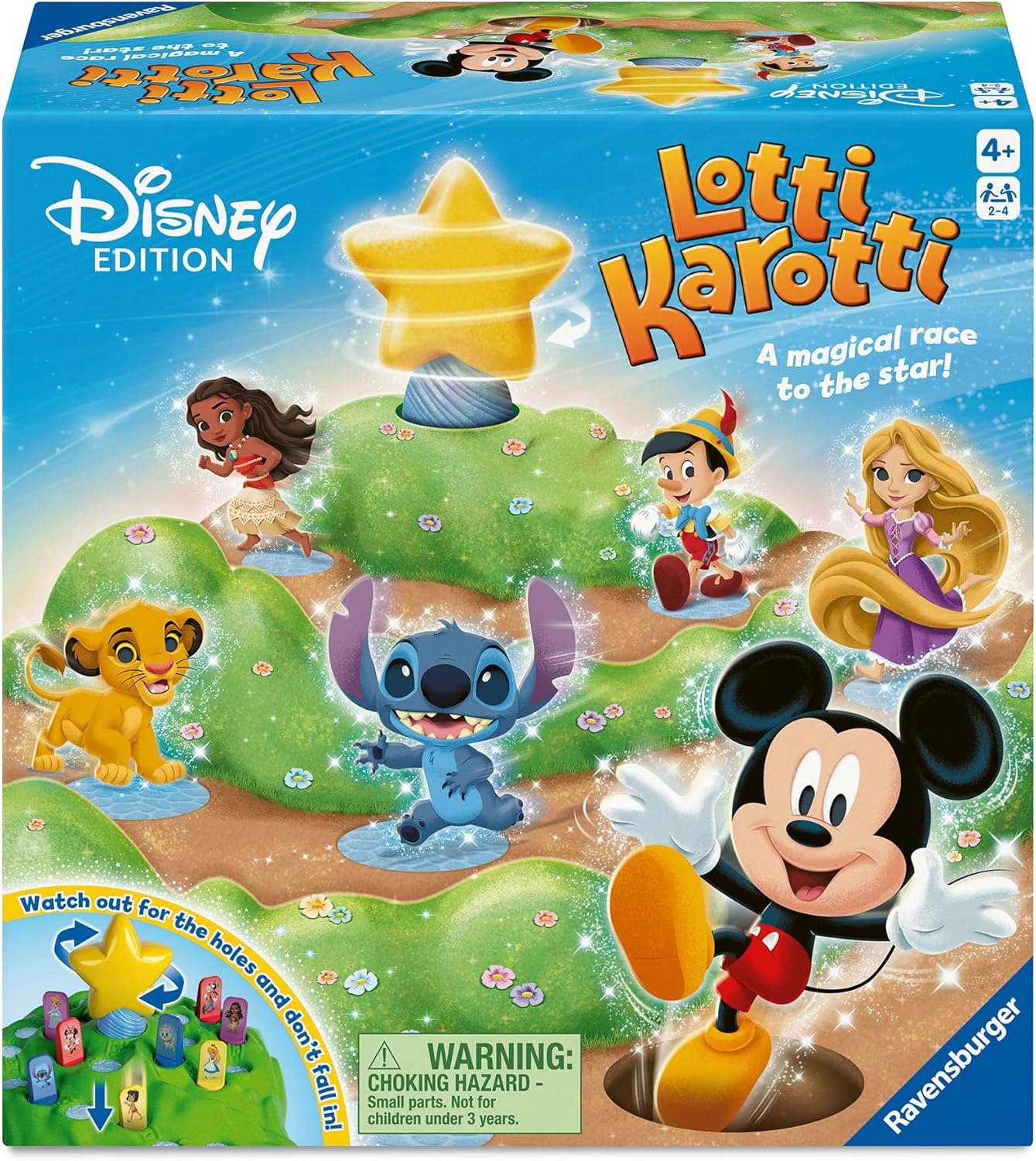 Ravensburger 24875 - Lotti Karotti Disney Edition, Adaptation of The Well-Known Classic Game with Disney Characters, Entertaining Race Game for 2 to 4 Children Aged 4 and Over