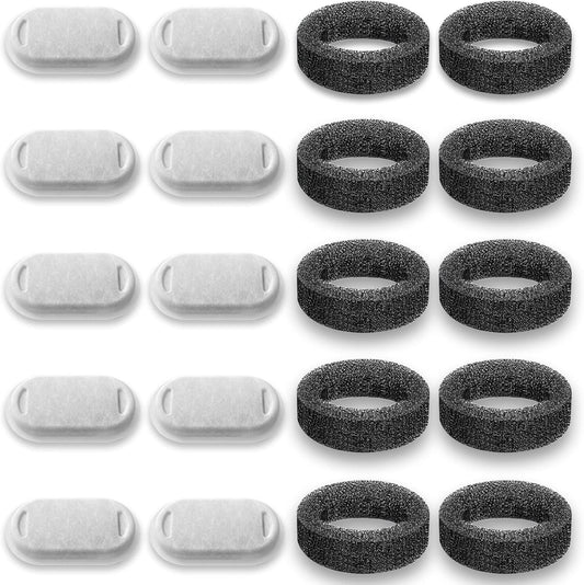 10-Pack Filters, Compatible with TOMXCUTE and SOOFPET 108oz/3.2L pet Fountain, Stainless Steel cat water Fountain with Sponges