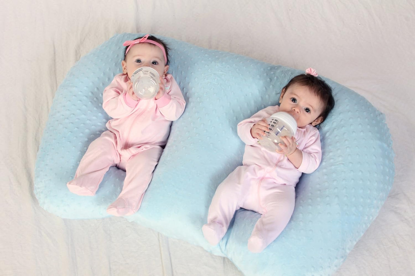 Twin Z Pillow Blue - The #1 Rated Twin Breastfeeding and Bottle Feeding Pillow! A Must Have for Twins! - Cuddle Blue DOTS The Ultimate Baby Essentials! The Best in Twins Baby Gear!