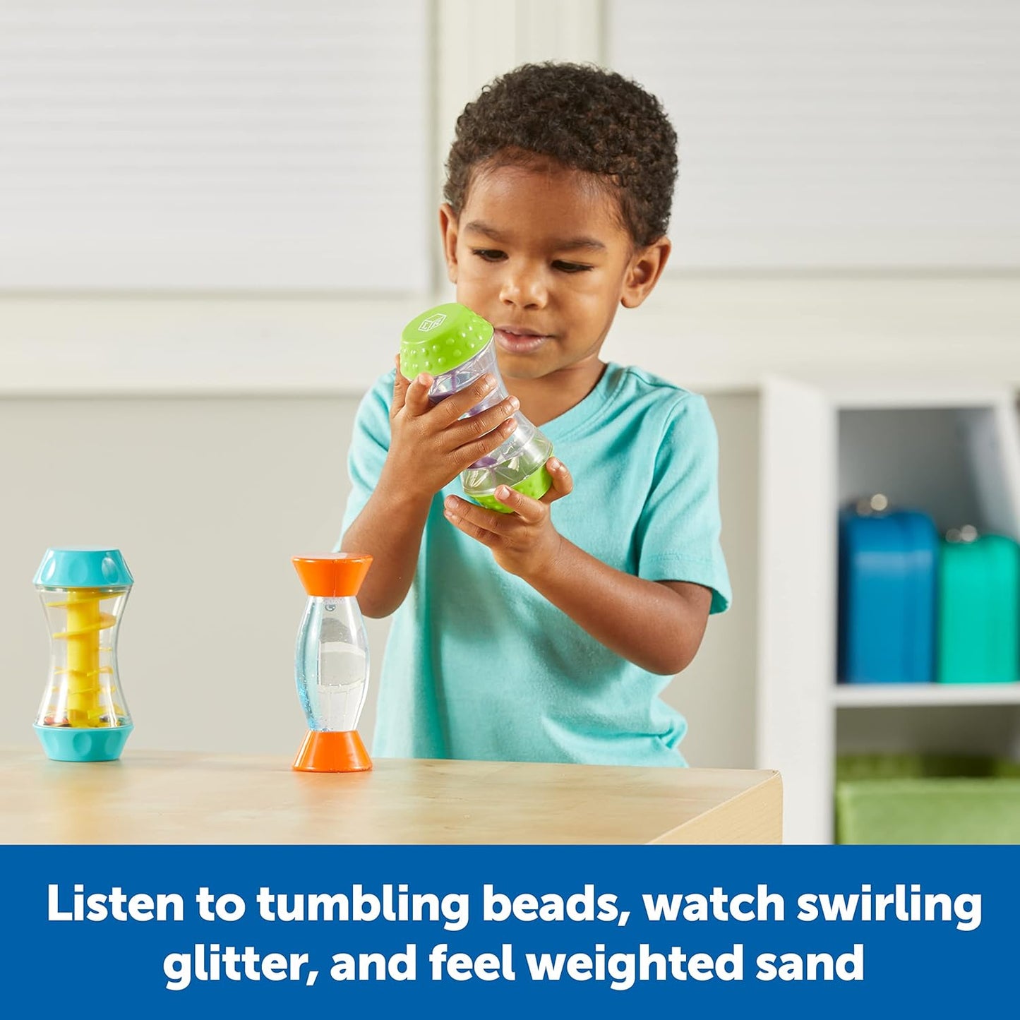 Learning Resources Sensory Trio Fidget Tubes - Tactile Play Tools, Kids Travel Essentials Toys, Self-regulation Aids, Calm Down Corner Supplies, Bin Activities