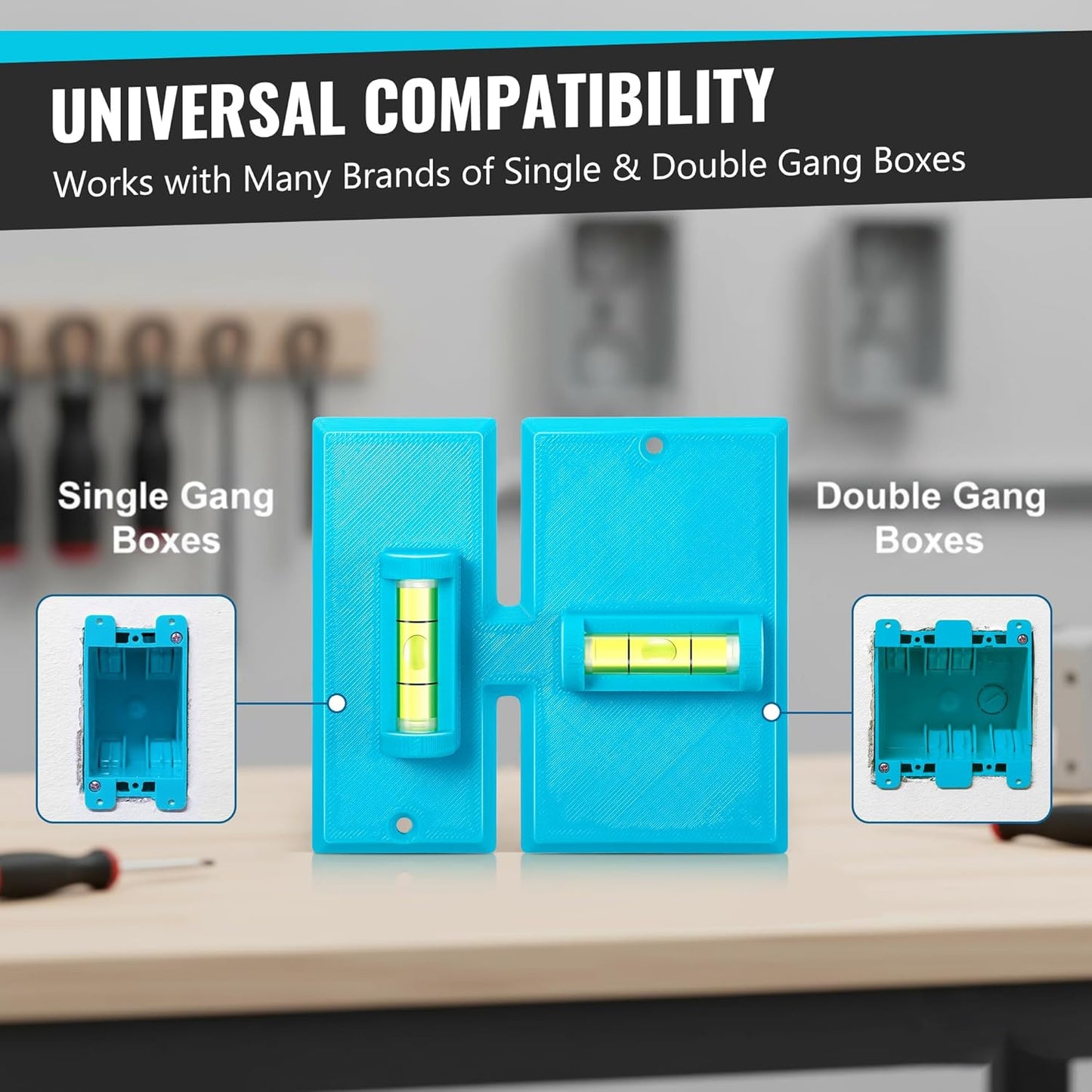 Low Voltage Mounting Bracket Template and Labor Saving Devices for Old Work Box, Horizontal or Vertical Low Voltage Tools for Single&Double Gang, Electrical Cutter, Wall Outlet Template Built in Level