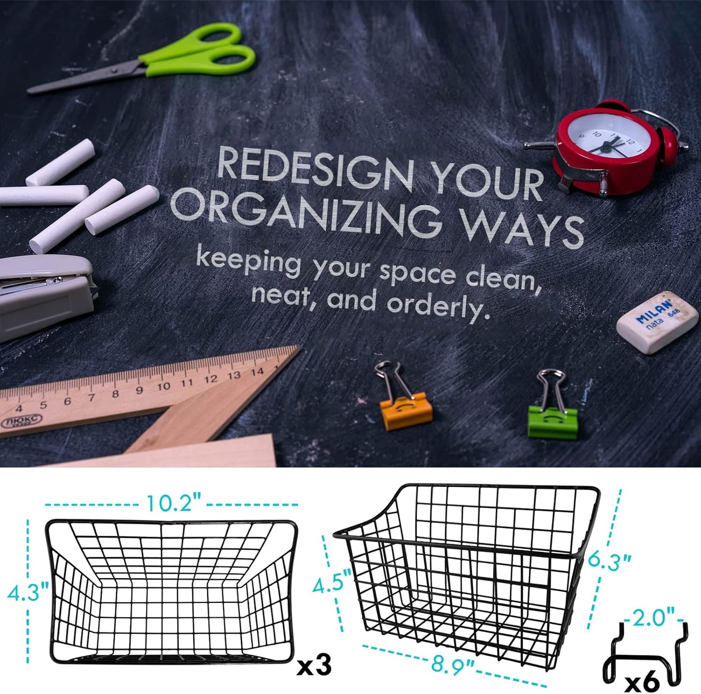 LIGHT DUST 3-Pack Pegboard Baskets with Hooks, Wall Organizer Hooks Assortment, Workbench Storage System for Hardware, Attachments, Accessories
