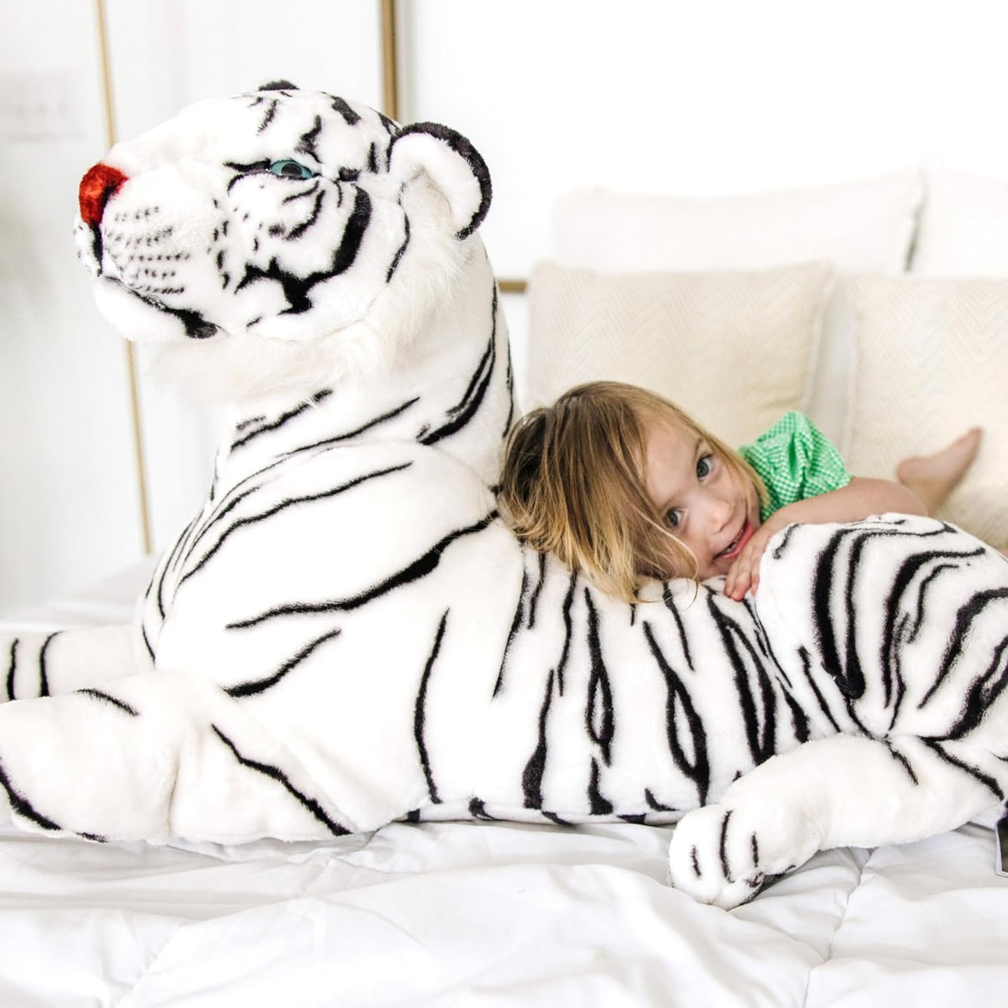 Melissa & Doug Giant Siberian White Tiger - Lifelike Stuffed Animal (Over 5 feet Long)
